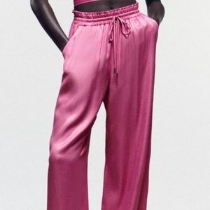 NWT ZARA Wide Leg Satan Effect Pant XL